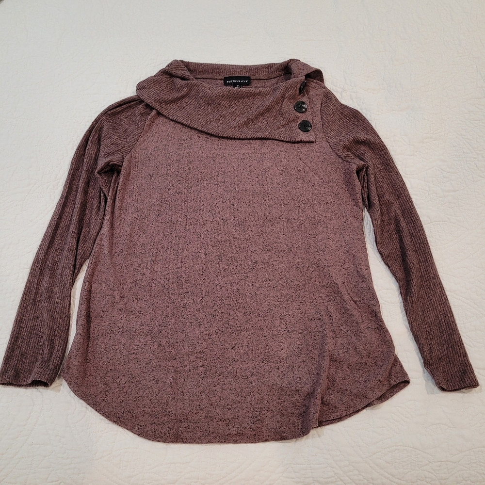 Brushed knit heather pink sweater